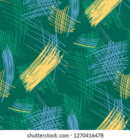 Various Hatches. Seamless Texture with chaotic Hand Drawn Lines. Vintage Background for Paper, Wallpaper, Linen. Vertical, Horizontal and Diagonal Strokes. Grunge Vector Texture