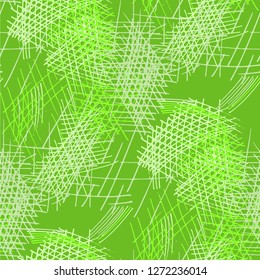 Various Hatches. Seamless Texture with chaotic Hand Drawn Lines. Vintage Background for Curtain, Shirt, Fabric. Vertical, Horizontal and Diagonal Strokes. Grunge Vector Texture