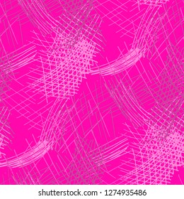 Various Hatches. Seamless Texture with chaotic Hand Drawn Lines. Modern Background for Textile, Paper, Fabric. Vertical, Horizontal and Diagonal Strokes. Grunge Vector Texture