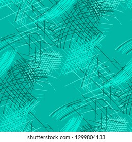 Various Hatches. Seamless Texture with chaotic Hand Drawn Lines. Modern Background for Curtain, Shirt, Fabric. Vertical, Horizontal and Diagonal Strokes. Grunge Vector Texture