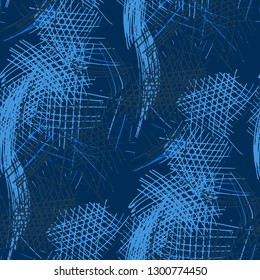 Various Hatches. Seamless Texture with chaotic Hand Drawn Lines. Vintage Background for Cloth, Dress, Tablecloth. Vertical, Horizontal and Diagonal Strokes. Grunge Vector Texture