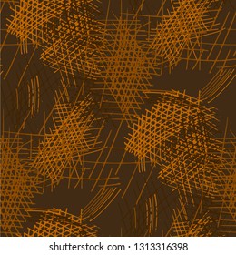 Various Hatches. Seamless Texture with chaotic Hand Drawn Lines. Modern Background for Chintz, Wallpaper, Swimwear. Vertical, Horizontal and Diagonal Strokes. Grunge Vector Texture