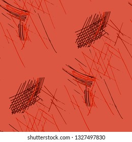 Various Hatches. Seamless Texture with chaotic Hand Drawn Lines. Vintage Background for Calico, Fabric, Print. Vertical, Horizontal and Diagonal Strokes. Grunge Vector Texture