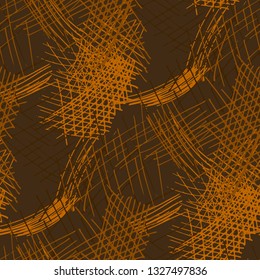 Various Hatches. Seamless Texture with chaotic Hand Drawn Lines. Modern Background for Chintz, Wallpaper, Swimwear. Vertical, Horizontal and Diagonal Strokes. Grunge Vector Texture