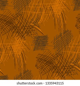 Various Hatches. Seamless Texture with chaotic Hand Drawn Lines. Trendy Background for Paper, Print, Underwear. Vertical, Horizontal and Diagonal Strokes. Grunge Vector Texture