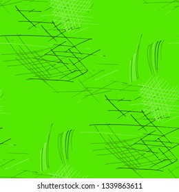 Various Hatches. Seamless Texture with chaotic Hand Drawn Lines. Trendy Background for Curtain, Dress, Tablecloth. Vertical, Horizontal and Diagonal Strokes. Grunge Vector Texture