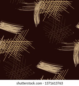 Various Hatches. Seamless Texture with chaotic Hand Drawn Lines. Modern Background for Paper, Print, Underwear. Vertical, Horizontal and Diagonal Strokes. Grunge Vector Texture