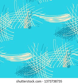 Various Hatches. Seamless Texture with chaotic Hand Drawn Lines. Retro Background for Calico, Paper, Print. Vertical, Horizontal and Diagonal Strokes. Grunge Vector Texture