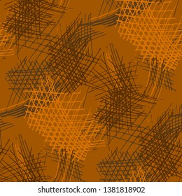 Various Hatches. Seamless Texture with chaotic Hand Drawn Lines. Trendy Background for Cloth, Wallpaper, Linen. Vertical, Horizontal and Diagonal Strokes. Grunge Vector Texture
