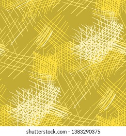 Various Hatches. Seamless Texture with chaotic Hand Drawn Lines. Retro Background for Textile, Paper, Fabric. Vertical, Horizontal and Diagonal Strokes. Grunge Vector Texture