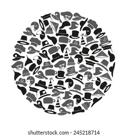 various hats icons vector set in circle eps10