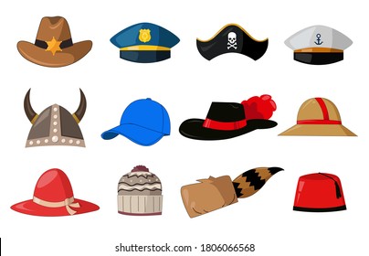 Various hats illustration icons design