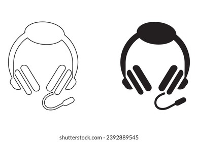 Various headphones illustrated in a set of vectors