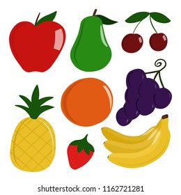 Cartoon Fruit Set Illustration Vector Stock Vector (Royalty Free ...