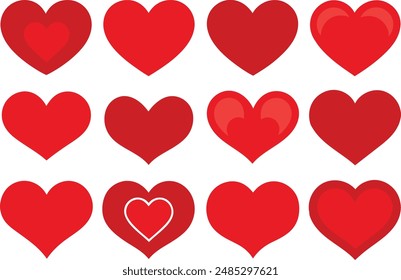 Various heart shapes vector design, heart icons vector illustration.