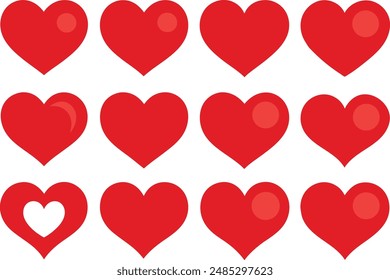 Various heart shapes vector design, heart icons vector illustration.