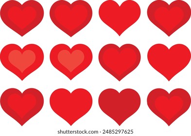 Various heart shapes vector design, heart icons vector illustration.
