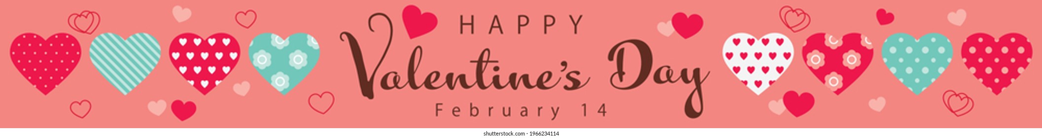 Various heart and Valentine's Day 2.14 text