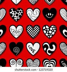 Various hearts. Seamless pattern.