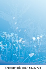 Various herbs and plants silhouettes background, all in separate layers for better edit