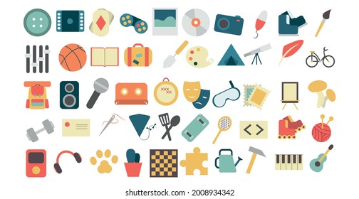 Various hobbies and professions icons collection - Vector illustration