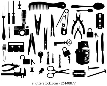 Diversas ilustraciones de accesorios para el hogar