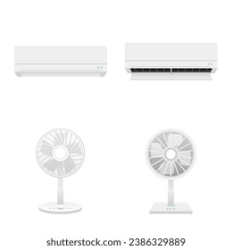 Various home appliances set_Illustration of air conditioning and fan.