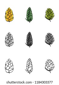 Various Hops in Color and Line