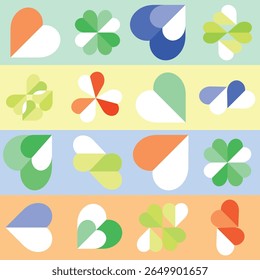 various horizontal stripe color with the heart inside seamless pattern. various horizontal stripe color repeated texture.