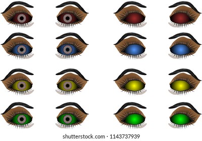 Various horror eye vector illustration 	