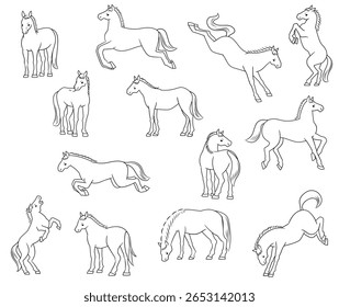 Conjunto de Ilustração de Várias Postes de Cavalo
