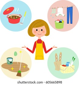 Various housework and mother