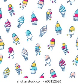 Various ice cream seamless pattern