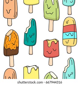 Various Ice Cream Stick Seamless Pattern Background . 