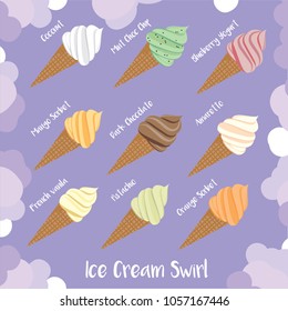 Various Ice Cream Swirlsvector Illustration Stock Vector (Royalty Free ...