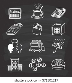 various icon doodle on chalkboard background