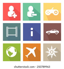 Various icon with long shadows