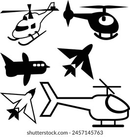 Various icon set such as airplane icon and more. Eps 10 icon set.