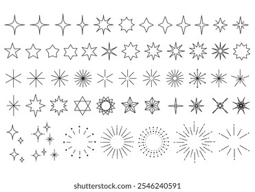 Vários conjuntos de ícones de luz e estrelas
