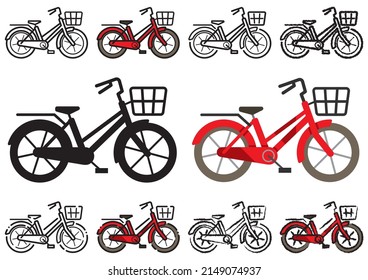 Various icons by painting style - city bike -