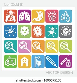 Various icons of a cold. Cold icon. Catch a bad cold. Icon of the various Cold. Simple picture.