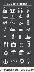 various icons, communication and leisure