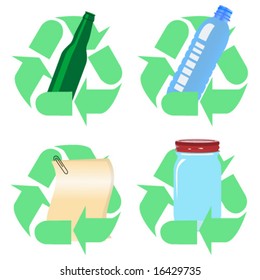Various icons with the concept of recycling