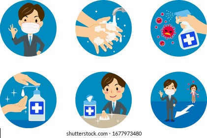 Various Icons Of Coronavirus Prevention