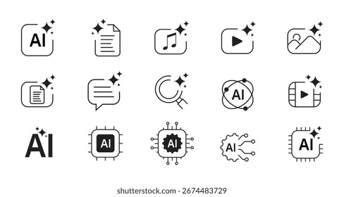 Vários ícones que ilustram elementos de inteligência artificial