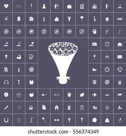 various icons on black background