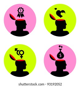 various icons of open human head