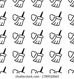 various icons, a pattern of a broom with dust