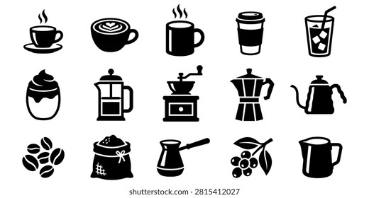 Various icons representing coffee and tea items