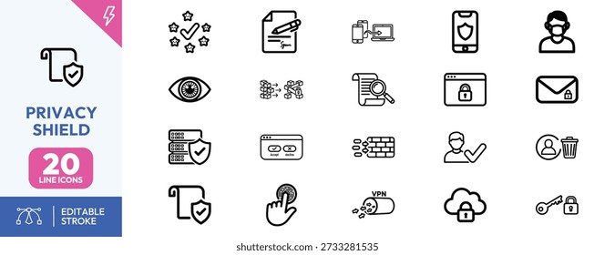 Various icons representing privacy and security